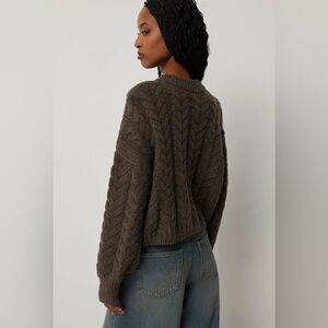 WOMENS XL CABLE KNIT ESPIRIT CARDIGAN VINTAGE